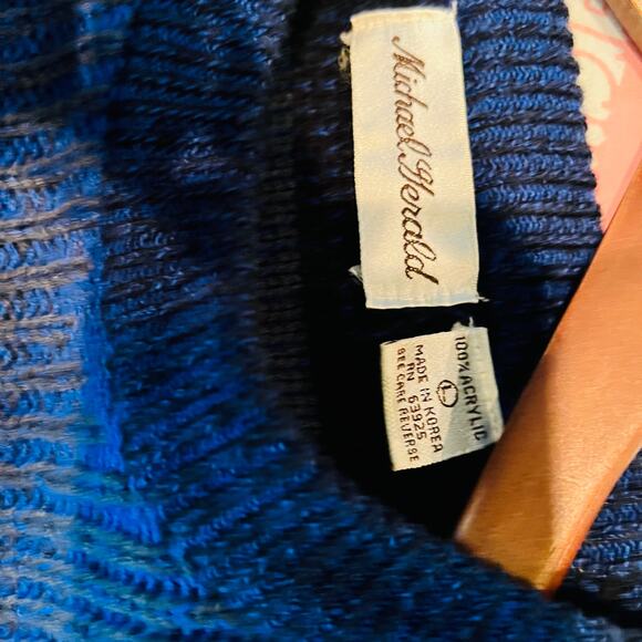 Vintage Michael Herald Sweater Crewneck Blue Long Sleeve - L - Picture 5 of 5